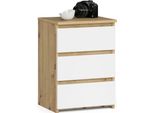 Comò CL3/40 In Rovere Artisan Bianco Con 3 Cassetti Per Camera Da Letto E Stanza Dei Bambini