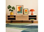Mobile Porta Tv Rettangolare Con 2 Ante, L160 Cm, Legno Chiaro - Oviala Julio