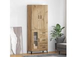 Vidaxl Credenza A Parete Rovere Artigianale 69,5 X 34 X 180 Cm Materiale A Base Di Legno
