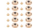 10 Pezzi Bottone A Vite 16,5 Mm Oro Fiore Nero Turchese Con Viti 4,5 Mm Per Portafoglio Borsa