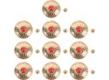 10 Set Di Bottoni A Vite 30 Mm Oro Fiore Rosso Turchese Metallo Decorativo Concho Con Viti 4,5 Mm Per Tasca Portafoglio