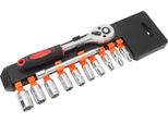 12Pcs 1/4 Inch Drive Ratchet Socket Wrench Set Metric 4 A 13 Mm Per Automotive Motorcycle Home Repair