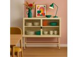 Credenza Moderna A 2 Ante 110 Cm In Metallo E Vetro Ecrù - Oviala Groovy