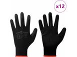 Vidaxl Guanti Da Lavoro 12 Pezzi Nero 7 / S Poliestere