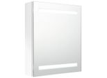 Syfax™ Armadietto Bagno Con Specchio E Led Bianco Lucido 50X14X60 Cm