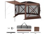 Succebuy Padiglione Pop-Up, 3,6 X 3,6 M, Tenda Da Campeggio Esagonale Con Tetto Rimovibile E Borsa Per Il Trasporto, Protezione Solare Ideale Per 8-10 Persone, Versatile Tenda Da Festa Per Giardino E Terrazza, Marrone