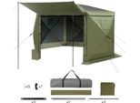 Succebuy Padiglione Pop-Up, 3,6X3,6 M, Spaziosa Tenda Da Campeggio Esagonale Con Tetto Rimovibile E Borsa Per Il Trasporto, Tenda Per Feste, Protezione Solare Per 8-10 Persone, Adatta Per Giardino E Terrazza, Verde