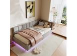 Letto Imbottito Fortuna Lai 90X200 Cm, Letto Singolo Con Contenitore Idraulico, Led E Usb, Divano Letto Imbottito Multifunzionale Con Rete A Doghe, Senza Materasso (Velluto Grigio, 90X200 Cm)