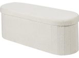Succebuy Pouf Pieghevole Con Vano Portaoggetti (Ovale), Sgabello Imbottito Pieghevole Con Capacità Di Carico Fino A 299,37 Kg, 11 X 38 X 38 Cm, Contenitore Per Soggiorno, Camera Da Letto E Corridoio, Beige
