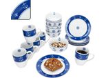 Set Da Colazione Ahoy 18 Pezzi In Porcellana, Piatto, Ciotola E Tazza Blu Nautico