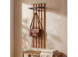 Pannello Appendiabiti Mca HWC-P57, Appendiabiti A Parete, Appendiabiti In Legno, 4 Ganci In Metallo 120X40Cm, Rovere