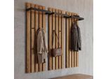 Mca Set Di 3 Pannelli Appendiabiti HWC-P57, Appendiabiti A Parete, Appendiabiti In Legno, 4 Ganci In Metallo 120X40Cm, Rovere