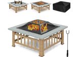 Costway Pozzetto Per Il Fuoco Con Griglia, Cesto Per Il Fuoco 3 In 1 Con Parascintille E Attizzatoio, Pozzo Per Il Fuoco Da Giardino All'aperto, 81 X 81 X 50 Cm, Pozzetto Per Il Fuoco, Grigio