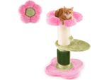 Costway Tiragraffi Piccolo, 69 Cm, Albero Per Gatti Con Seduta In Peluche, Tiragraffi In Sisal, Spazzola E Pallina Autopulente, Albero Da Arrampicata, Arredamento Per Gatti Rosa
