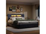 Letto A Pressione A Gas Proximax 160×200 Cm - Letto Imbottito In Velluto Con Contenitore E Testata A Led - Comodo Letto Matrimoniale Per Camera Da Letto O Camera Degli Ospiti, Grigio