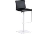 Sgabello Da Bar In Pelle Finta - Sgabello Multifunzionale - Regolabile E Girevole Per Un Comfort Ottimale | Colore: Nero | Colore Base: Bianco