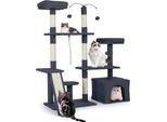 Costway 136 Cm Tiragraffi, Albero Per Gatti Con Grotta Per Gatti, Rampa, 2 Aree Per Sdraiarsi, Corda, Palla E Colonne In Sisal, Tiragraffi Per Gatti, Albero Per Arrampicarsi (Grigio Scuro)