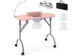 Tavolo Da Manicure Pieghevole Costway, Tavolo Per Unghie Con Depolveratore Elettrico, Lampada Led, Poggiapolsi, Borsa Per Il Trasporto E Rotelle, Tavolo Da Manicure, Rosa