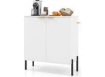 Credenza In Legno Costway, Mobile Buffet Con 2 Ante, Gambe E Maniglie In Metallo, Mobile Da Cucina, Mobile Per Sala Da Pranzo, Soggiorno E Corridoio, 70X37X78Cm, Bianco