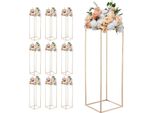 Succebuy Portafiori Da Matrimonio 280X280X800Mm, 10 Pezzi Portafiori, Portapiante Rettangolare In Metallo Color Oro Per Feste, Compleanni, Matrimoni E Decorazioni Da Tavola
