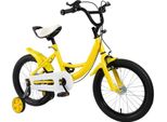 Bicicletta Per Bambini 40 Cm - Con Rotelle - Cerchi In Alluminio - Telaio Acciaio Al Carbonio - Freno Anteriore A Cerchione, Freno Posteriore A V - Giallo - 5-8 Anni