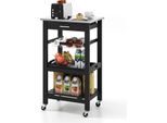 Costway 47X39X85 Cm Carrello Da Cucina Piccolo, Carrello Di Servizio Su Rotelle, Scaffale Da Cucina Con Piano Di Lavoro In Acciaio Inox, Cassetto E Cestino, Carrello Da Cucina Nero
