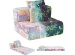 Costway Divano Per Bambini 3 In 1 Fosforescente, Poltrona Per Bambini Con Cuscino E Rivestimento, Divano Per Bambini Con Funzione Di Riposo, Divano Da Gioco Per La Stanza Dei Bambini, Colorato