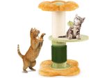 Costway Tiragraffi Piccolo, 69 Cm, Albero Per Gatti Con Seduta In Peluche, Tiragraffi In Sisal, Spazzola E Pallina Autopulente, Albero Da Arrampicata, Arredamento Per Gatti Giallo