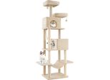 Costway 205 Cm Grande Tiragraffi, Albero Per Gatti Xxl Con 2 Grotte, 2 Aree Per Sdraiarsi, Amaca, Tiragraffi In Sisal, Corda In Sisal, Piattaforme E Palla, Beige