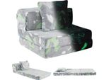 Costway Divano Per Bambini 3 In 1 Fosforescente, Poltrona Per Bambini Con Cuscino E Rivestimento, Divano Per Bambini Con Funzione Letto, Divano Gioco Per La Stanza Dei Bambini, Grigio