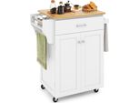 Costway 83X48X91Cm Carrello Da Cucina Su Rotelle, Carrello Di Servizio Con Piano Di Lavoro, Cassetto, Portaspezie E Portasciugamani, Mobile Da Cucina Su Rotelle Per Cucina Bianco