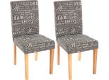 Set Di 2 Sedie Per Sala Da Pranzo Sedia Da Cucina Littau ~ Tessuto Con Scritte, Grigio, Gambe Chiare