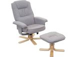 Poltrona Relax M56, Poltrona Tv Poltrona Tv Con Sgabello, Tessuto/Tessuto, Certificato Fsc® ~ Grigio Chiaro