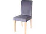 Sedia Da Pranzo Littau, Sedia Da Cucina, Velluto Certificato Mvg ~ Grigio, Gambe Chiare