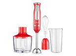 Ufesa Rouge BP3443 Frullatore A Immersione 600W, Turbo, Piede In Acciaio Inox, 2 Lame, Antispruzzo, Design Ergonomico, Frusta, Tritatutto, Misurino Incluso