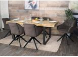 Set Di 6 Sedie Per Sala Da Pranzo HWC-K28, Sedia Da Cucina Imbottita Sedia Con Braccioli, Girevole, Metallo ~ Tessuto/Tessuto Marrone
