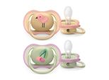Philips Avent Silicone Soother Ultra Air Animals Bambina 0-6M, Uccello E Ciliegia, , Menta/Ecru
