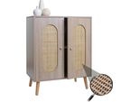 Cassettiera HWC-M35, Credenza Credenza Alta, Vani Portaoggetti, Melamina Di Legno Kubu Rattan, Aspetto Rovere