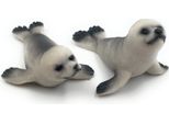 Onwomania Figurina In Poliresina Foca Doppio Predatore Foca Cane Foca Animale Figurina Decorativa In Poliresina Grigio 7,5 Cm