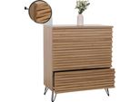 Kommode HWC-M49, Credenza Schrank Highboard, 3D-Design 3 Schubladen Mdf Metall 94X80X45Cm ~ Natur
