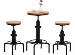Set Tavolo Da Bar + 2X Sgabello Da Bar HWC-N23, Sgabello Da Bar Tavolo Alto Altezza Regolabile Poggiapiedi Girevole Legno Industriale Ferro ~ Naturale