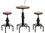 Set Tavolo Da Bar + 2X Sgabello Da Bar HWC-N23, Sgabello Da Bar Tavolo Alto Altezza Regolabile Poggiapiedi Girevole Legno Industriale Ferro ~ Marrone