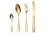 Set Di Posate In Acciaio Inox Da 24 Pezzi Per 6 Persone, 6 Cucchiai, 6 Forchette, 6 Coltelli, 6 Cucchiaini, Oro - Luxcutlery