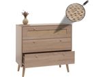 Cassettiera HWC-M39, Credenza Mobile, Melamina Kubu Rattan, 78X80X39Cm Effetto Rovere