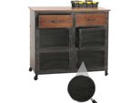 Carrello Da Officina HWC-N28, Carrello, Rotelle 2 Cassetti, Struttura 3D Metallo Legno 90X100X40Cm ~ Nero, Marrone
