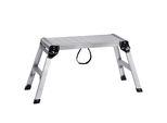 Banco Da Lavoro Pieghevole In Alluminio - Piattaforma Di Lavoro 76X30X50,8 Cm - Portata 150 Kg - Serrature Di Sicurezza - Scaletta Per Casa, Ufficio, Officina E Garage - Argento