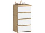 Comò CL4 40 Cm In Rovere Artisan Bianco Elegante E Resistente Con 4 Cassetti