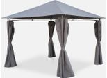 Pergola Da Giardino 3X3M Struttura In Alluminio Con Tende Scorrevoli, Grigio