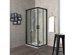 Box Doccia 90X90 Con Profilo Nero Opaco E Cristallo Trasparente, H 190 | City