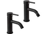 Coppia Di Rubinetti Per Lavabo E Bidet Nero Opaco | Fassa